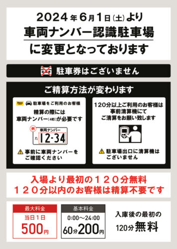 車両ナンバー認識駐車場への変更案内のサムネイル